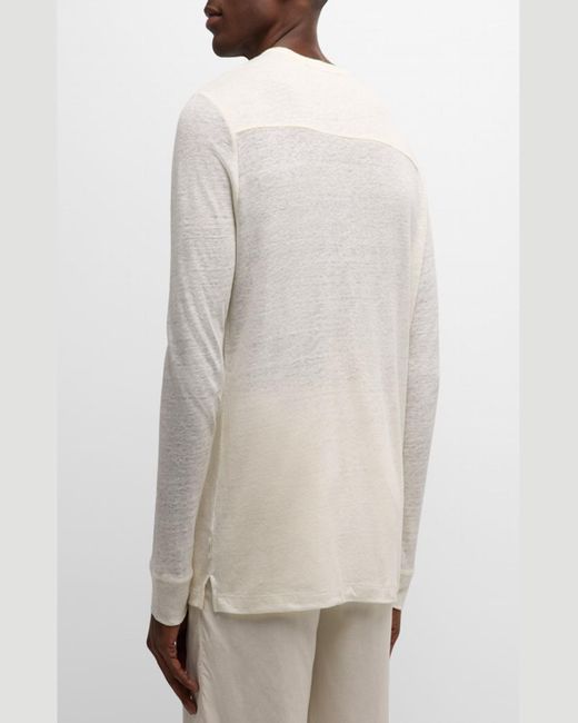 Onia Gray Linen Jersey Long-Sleeve Henley T-Shirt for men