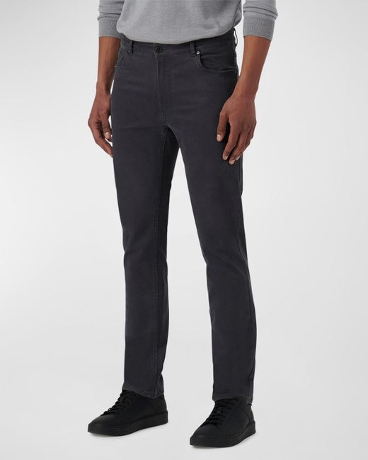 Bugatchi Blue 5-pocket Herringbone Pants for men