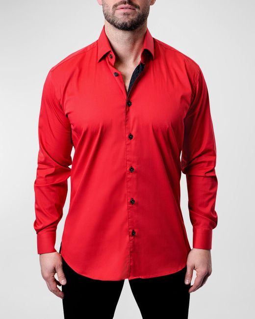 Maceoo Red Fibonacci Grenadine Dress Shirt for men