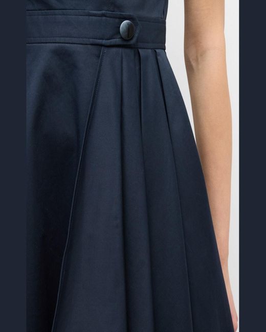 Shoshanna Blue Palmer Pleated Sleeveless A-Line Midi Dress