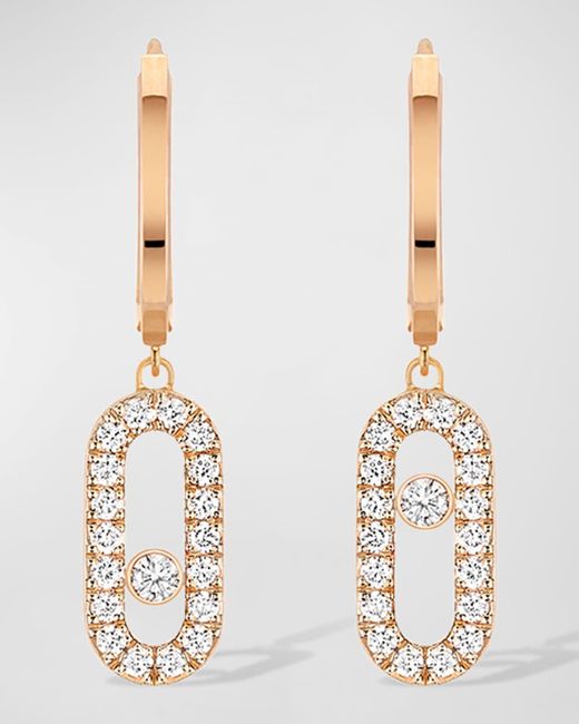 Messika White Move Uno 18k Rose Gold Diamond Hoop Earrings