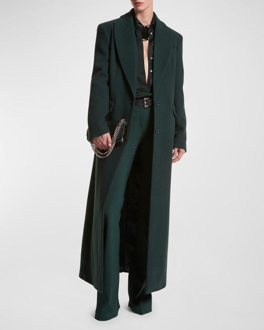 Michael Kors Single-breasted Wool Chesterfield Long Coat in Green | Lyst