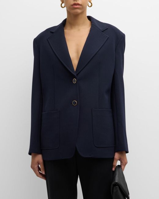 St. John Black Stretch Crepe Single-Breasted Suiting Jacket