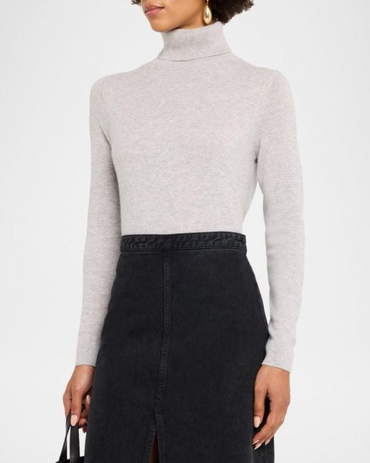 Neiman Marcus White Cashmere Basic Turtleneck Top
