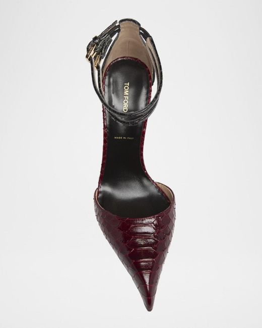 Tom Ford Multicolor Python Stamped Leather Double Ankle Strap Pumps