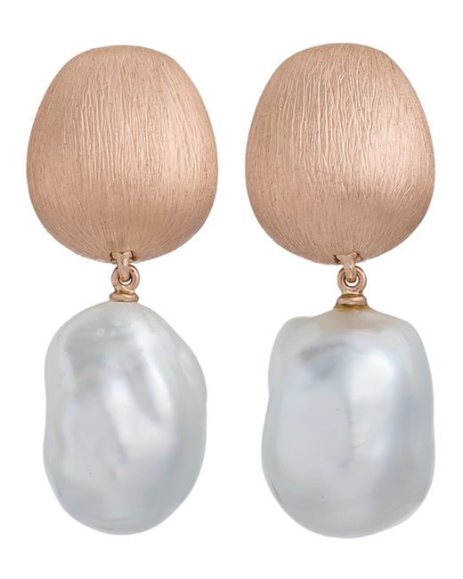 Margot McKinney Jewelry White Satin-finish Earrings With Detachable Pearl Drops In 18k Rose Gold