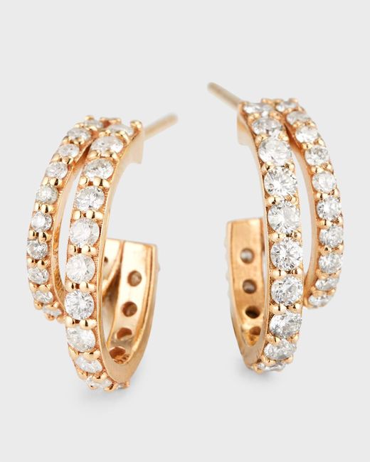 Siena Jewelry Metallic 14K Split Double Diamond Huggie Earrings