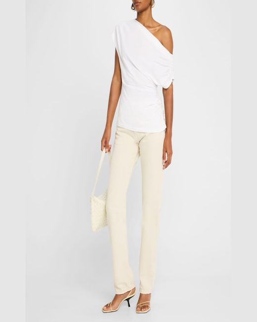 A.L.C. White Alice Draped One-Shoulder Tee