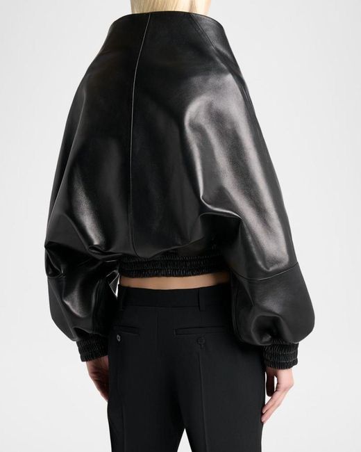 Balenciaga Black Structured Leather Wrap Jacket