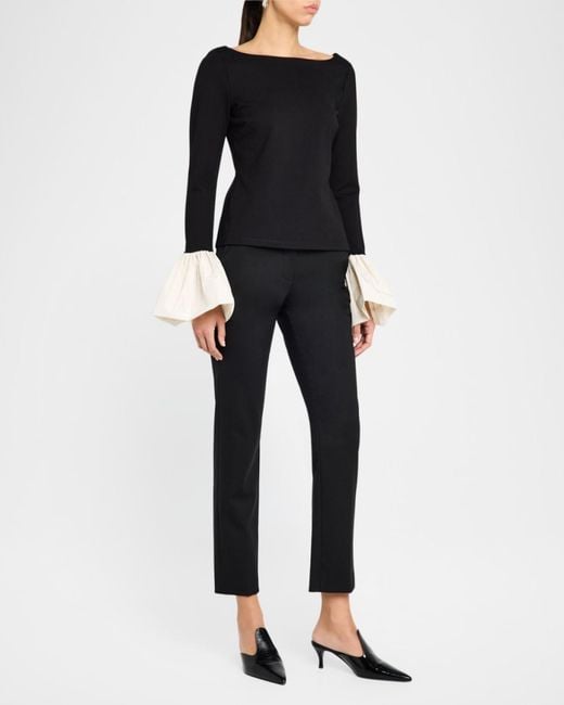Staud Black Paige Voluminous Cuff Top