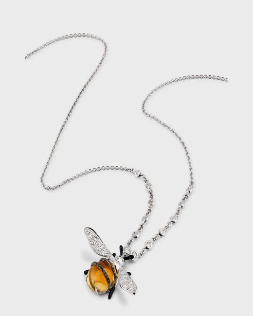 Staurino Metallic Bumble Bee Pendant Necklace With Citrine And Diamonds