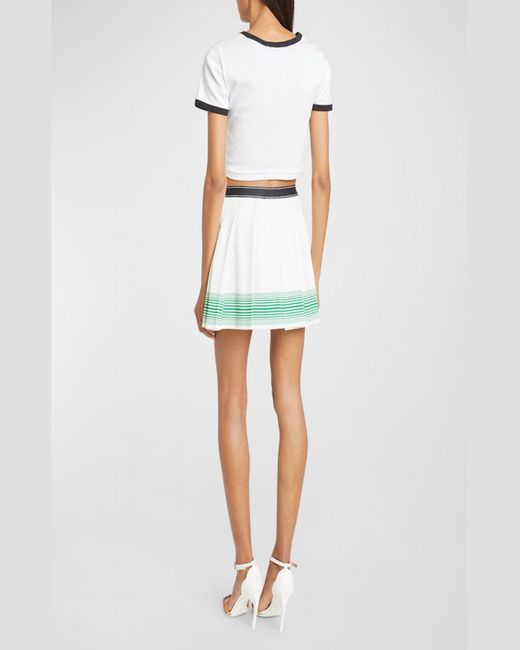 Casablancabrand Blue Stripe Pleated Mini Skirt