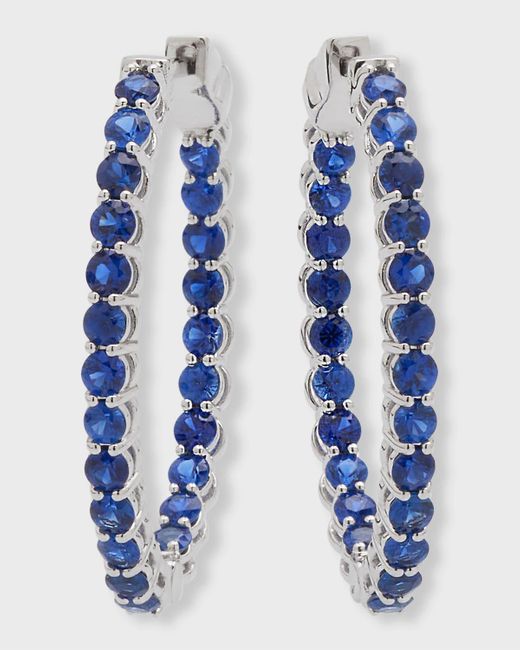Neiman Marcus Small Blue Sapphire Hoop Earrings