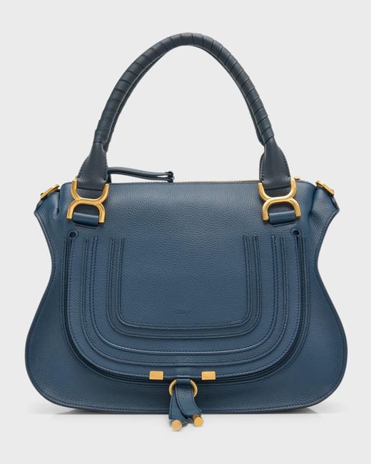 Chloé Blue Marcie Medium Double Carry Satchel Bag