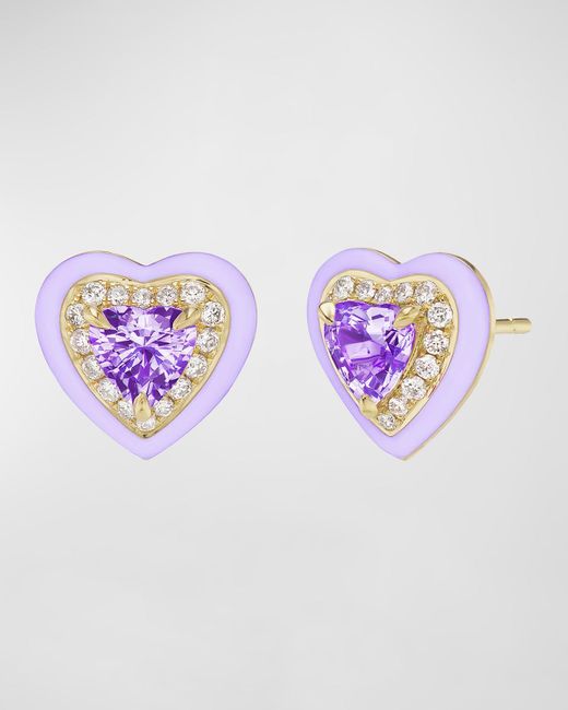 Emily P. Wheeler Multicolor 18K Diamond, Enamel, And Heart Stud Earrings