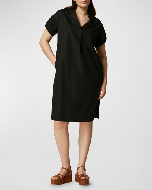 Marina Rinaldi Black Plus Size Grazia Cotton Poplin Shirtdress