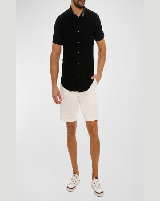 Robert Graham Black Sforza Cotton Short-Sleeve Shirt for men