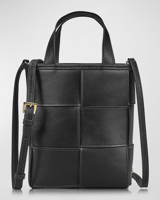 Gigi New York Black Chloe Mini Woven Shopper Top-Handle Bag
