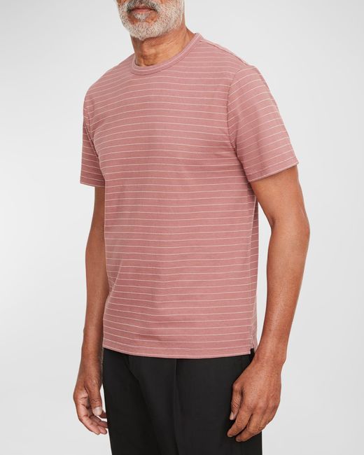 Vince Pink Garment-dyed Fleck Stripe T-shirt for men