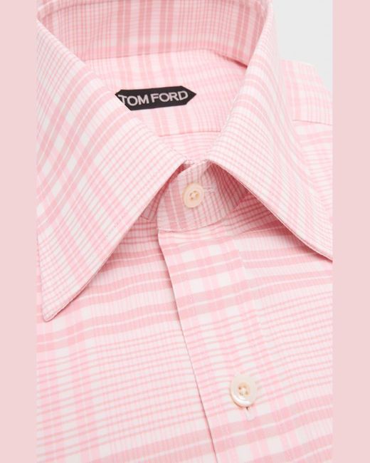 Tom Ford Pink Slim Fit Maxi-check Dress Shirt for men