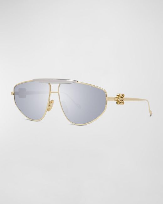 Loewe White Anagram Metal Alloy Aviator Sunglasses