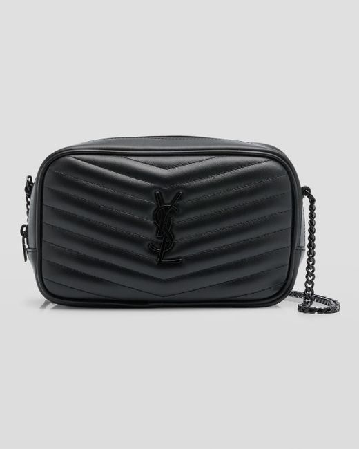Saint Laurent Lou Mini Ysl Quilted Leather Camera Shoulder Bag in Black