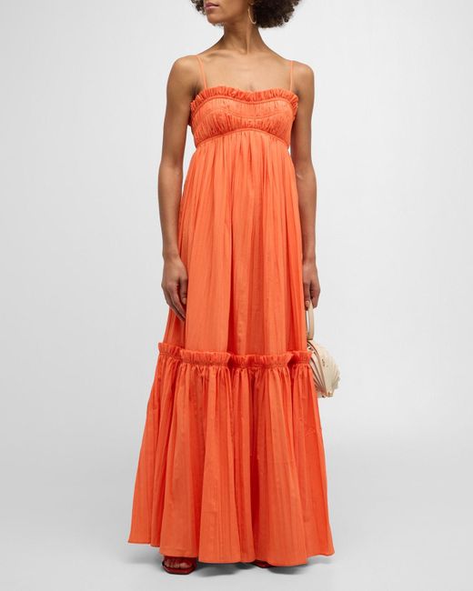 Acler Orange Dartnell Pleated A-Line Maxi Dress