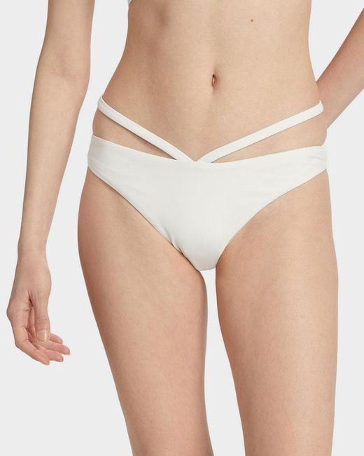 Jonathan Simkhai White Emmalynn Solid Strappy Bikini Bottoms