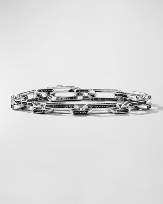 David Yurman Multicolor Elongated Open Link Chain Bracelet With Black Diamonds In Silver, 8mm for men