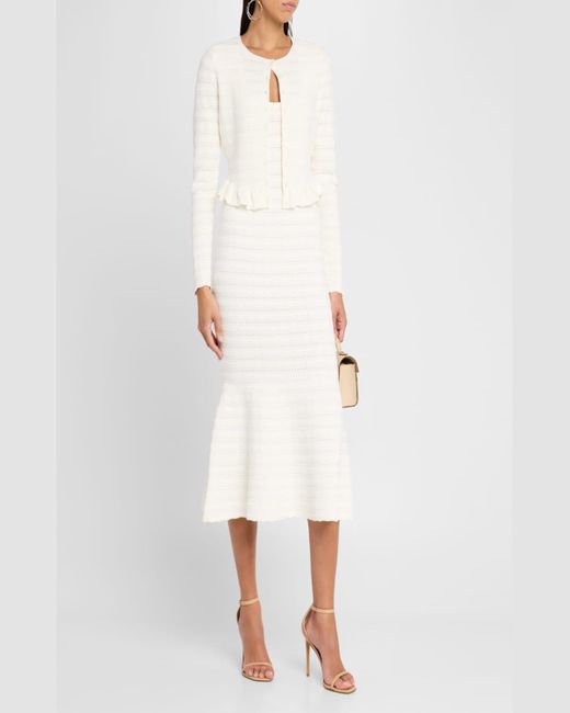 LoveShackFancy White Rogan Ruffle-Hem Cardigan