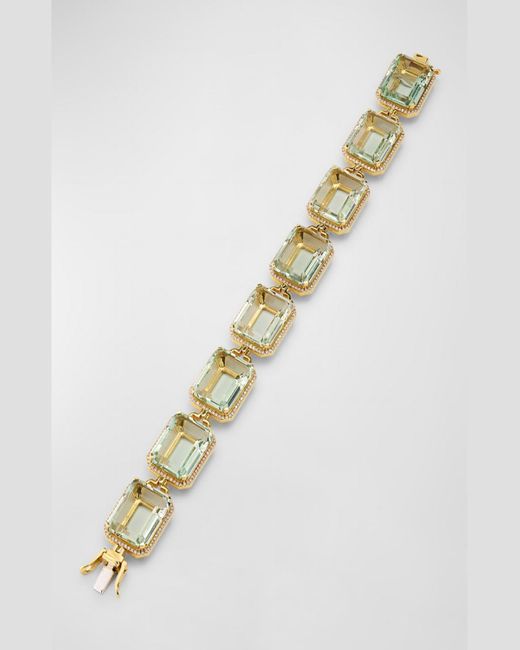 Goshwara Metallic 18K Gossip Presiolite Emerald Cut Bracelet With Diamonds