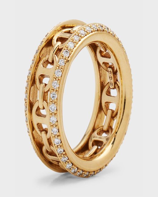 Hoorsenbuhs Metallic 18k Gold Chassis Iii Band Ring With Diamonds