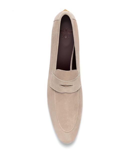 Bougeotte White Flaneur Suede Flat Penny Loafers