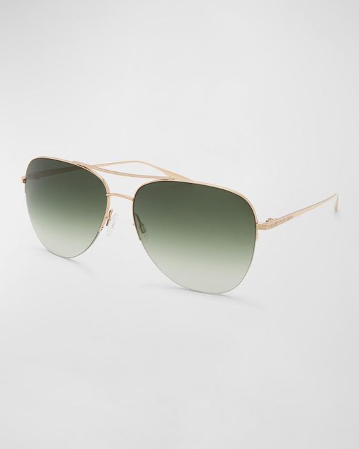 Barton Perreira Green Chevalier Titanium Aviator Sunglasses
