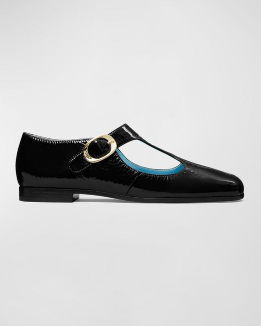 Tory Burch Black Leather Mary Jane Ballerina Loafers