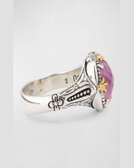Konstantino Pink Gen K 2 Sterling Silver And 18k Gold Mother-of-pearl/rock Crystal Ring
