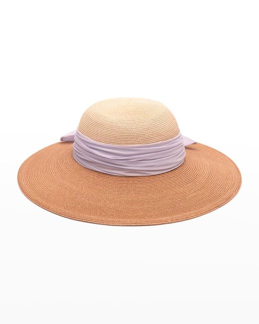Eugenia Kim Pink Honey Wide-brim Sun Hat W/ Silk Scarf