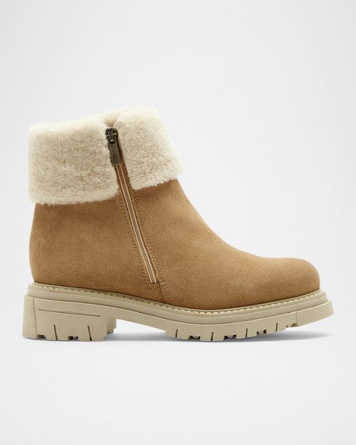 La Canadienne Declan Suede Shearling Winter Booties in Natural Lyst
