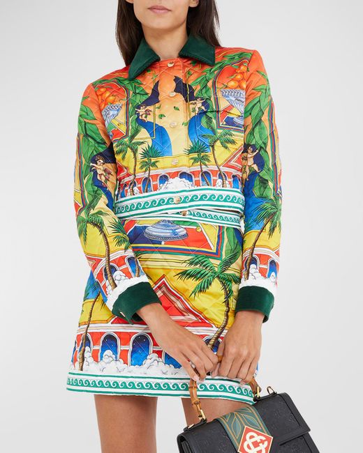 Casablancabrand Multicolor Corduroy-Collar Quilted Crop Jacket