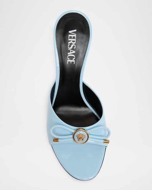 Versace Blue Opera Bow Ballet Mules