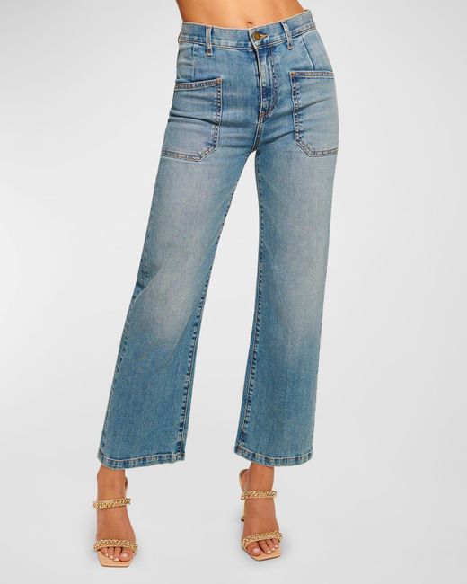 Ramy Brook Blue Zoey High-Rise Straight-Leg Jeans