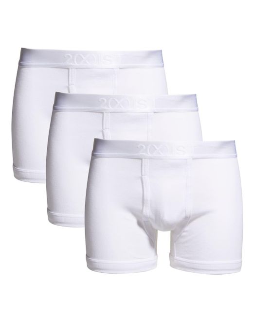 2xist White 3-pack Pima Cotton Boxer Briefs for men