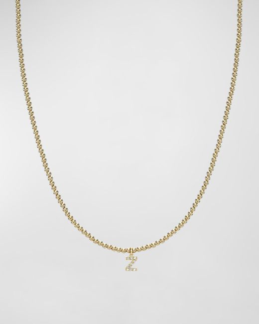 Zoe Lev White 14K Mini Diamond Initial Bead Necklace