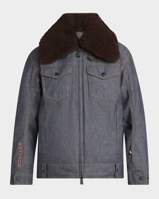 Moncler Gray Yunque Down Denim Jacket