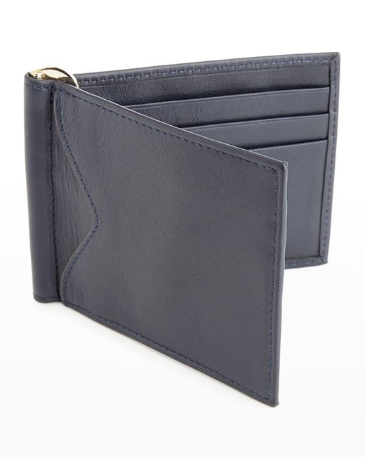 ROYCE New York Gray Personalized Leather Rfid-blocking Money Clip