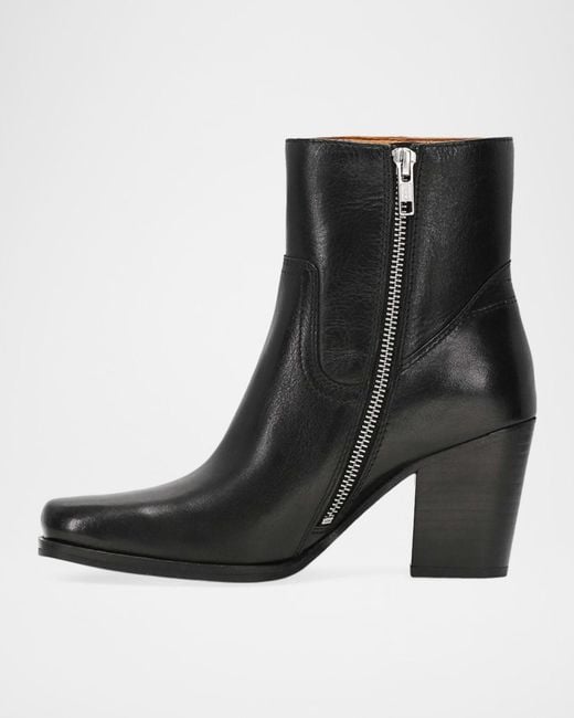 Frye Black Shiloh Soft Leather Zip Booties