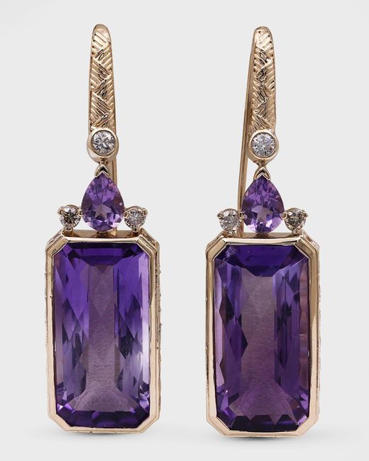 Stephen Dweck Purple Amethyst & Diamond Drop Earrings