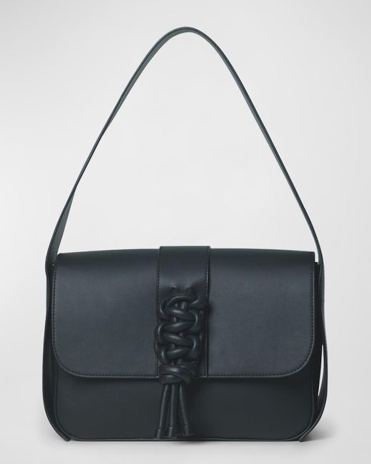 Callista Black Braided Leather Shoulder Bag