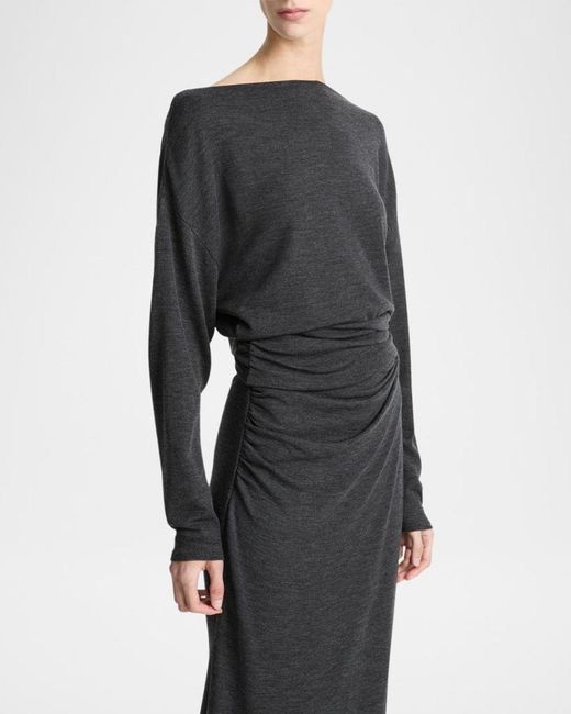 Vince Blue Draped High-Neck Top