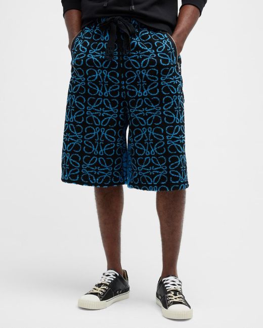 Loewe Anagram Jacquard Fleece Shorts in Blue for Men | Lyst